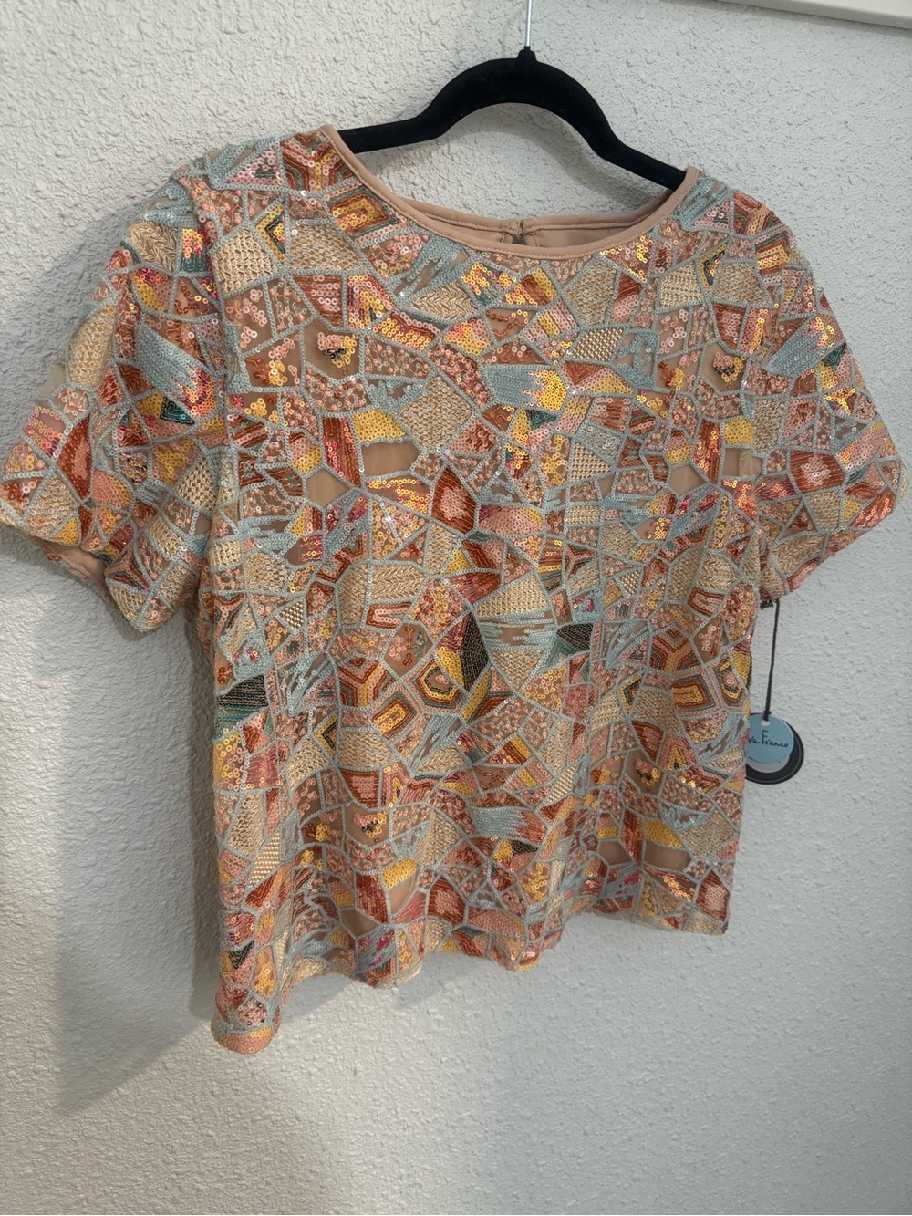 Eva Franco Loretta Mosaic Sequin Short Sleeve Top (Anthropologie) - Picture 2 of 8